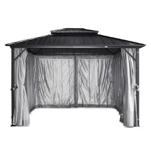 2.8m Athena Steel Gazebo with Mosquito Nets & Curtains